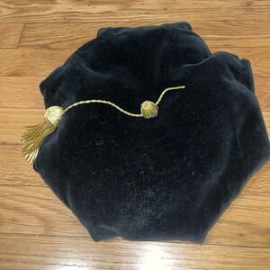 Graduation Doctoral Tam Black velvet 8 Sided with Gold Bullion Tassel